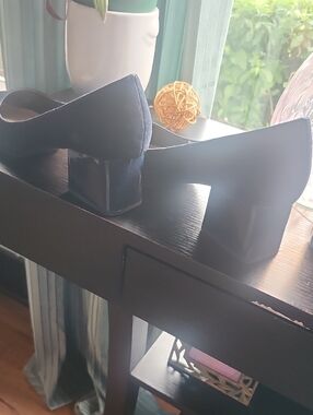 Women's Navy Block Heel Pumps ZARA